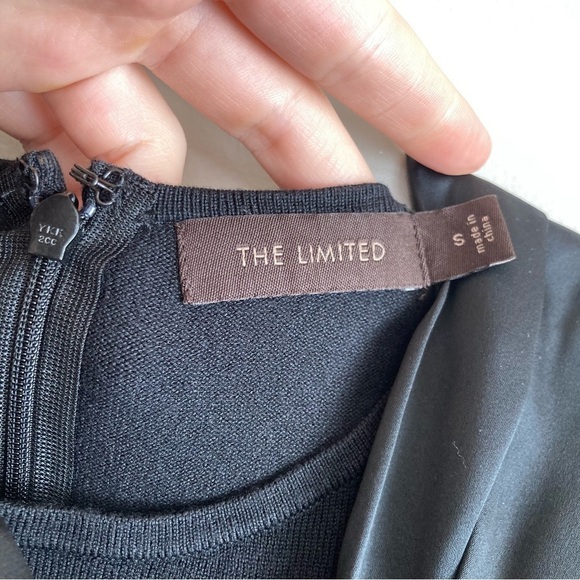 The Limited Black Knit Satin Statement Bow Neckline Top S - Picture 6 of 13